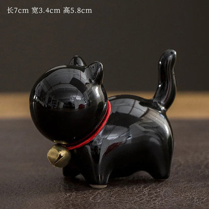 7cm Ceramics Fortune Cat Ornament Tea Pet Desktop Ornaments Tea Set Accessories