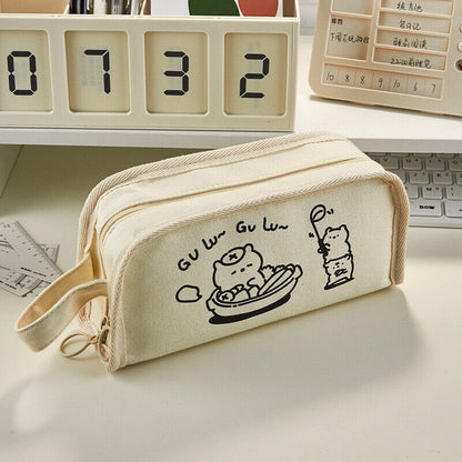 Cute Pencil Case Large Capacity Zipper School Stationery Organizer Pen Pouch Bag