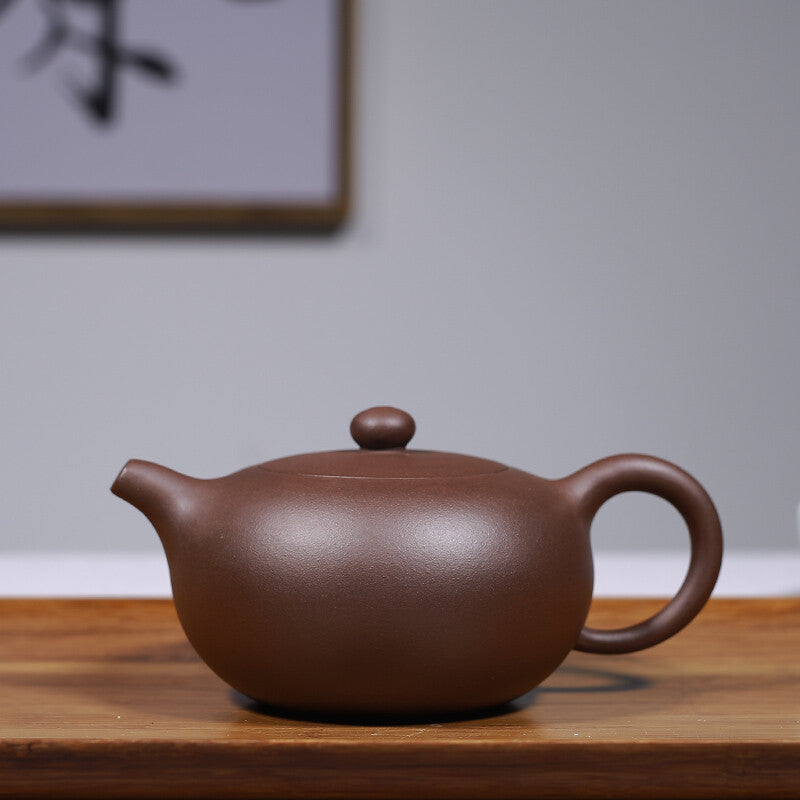 Authentic Yixing Zisha Tea Pot Ball Shaped Infuser Holes Marked Purple Grit Pot