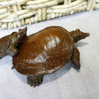 Antique Bronze Soft-shelled Turtle Statue TeaPet Handmade Copper Figurines Decor