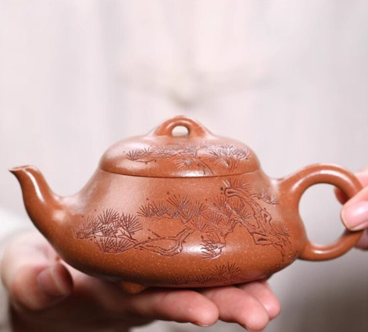 240cc chinese Yixing Handmade Zisha teapot JiangPoClay ShiPiao Gongfu Hu Tea Pot