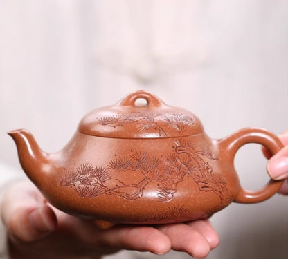 240cc chinese Yixing Handmade Zisha teapot JiangPoClay ShiPiao Gongfu Hu Tea Pot