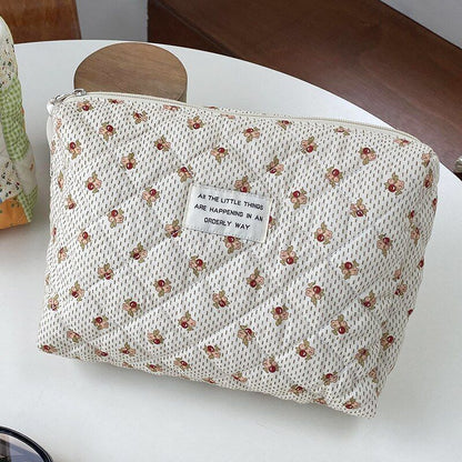 Make Up Bag Portable Toiletry Bag Large Cosmetic Pouch Cotton Zipper Beauty Case