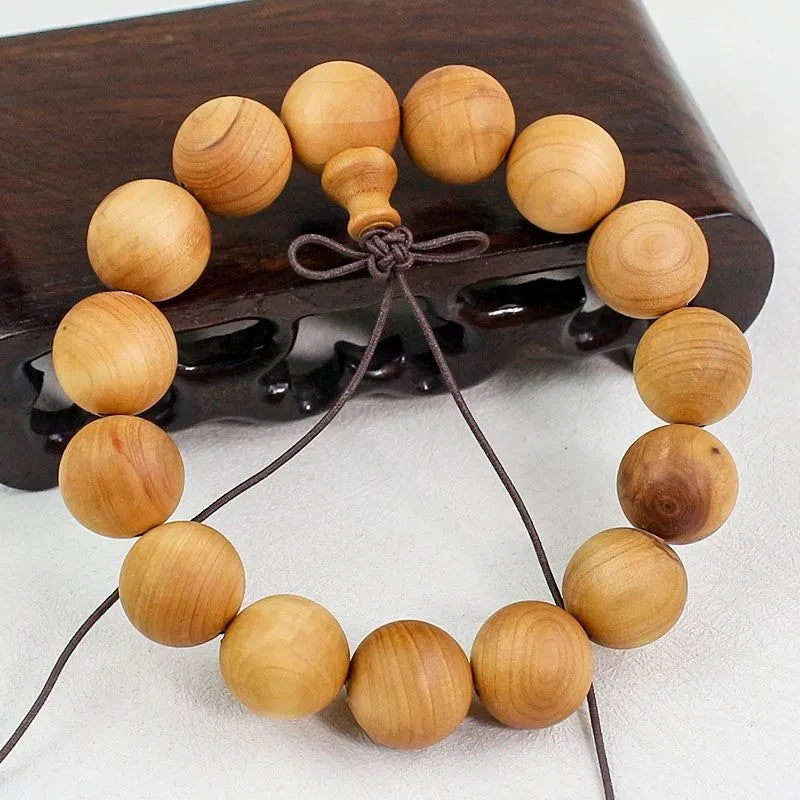 15mm*15 Natural Thuja Sutchuenensis Wood Round Beads Men Woman Lucky Bracelet