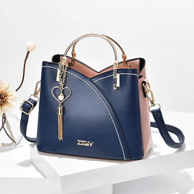 Women‘s Handbags Top Ring Satchel Purse Tassel Decor Crossbody Bag