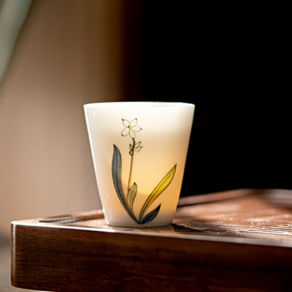 One Tea Cup Handpainted 45ml Porcelain Master Cup Floral Handmade Kungfu Teacups