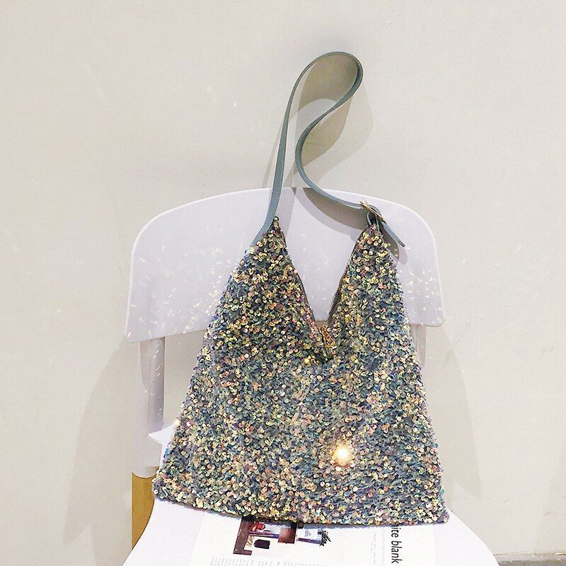Fashion Sequins Bag Shoulder Purse Luxury Handbags 36*38*2 CM Belt Length 6 CM