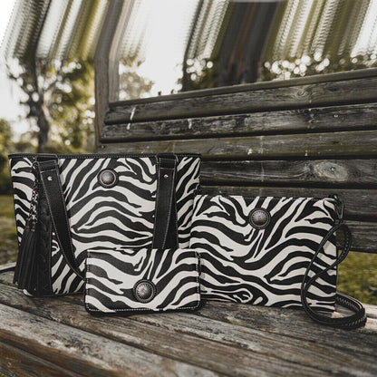 Celela Women Zebra Print Shoulder Handbag Crossbody Tote Wristlet Wallet Bag