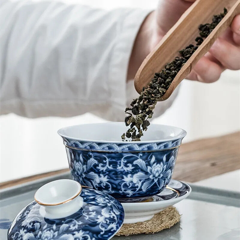 Jingdezhen blue and white porcelain tea bowl handmade ceramic teacup -