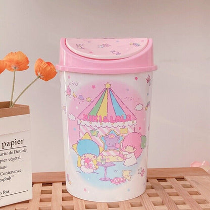 Cute HelloKitty Home Trash Can with Swing Lid Waste Garbage Bin Wastebaskets
