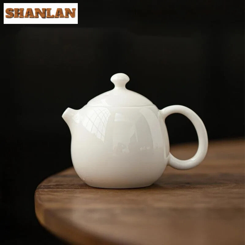 100ml Sheep Fat Jade White Porcelain Teapot Dargon Egg Pot Chinese Craft Gift