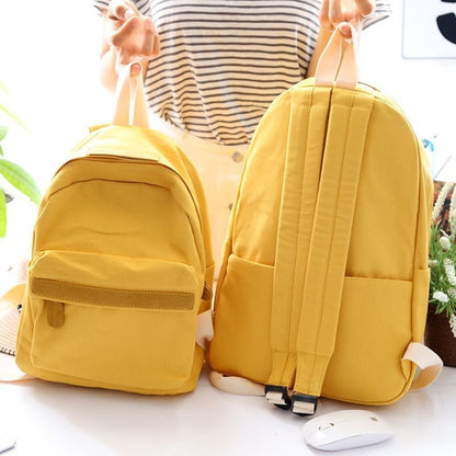 Small/Big Canvas Backpack Solid Color School Schoolbag Traveling Shoulder Bags