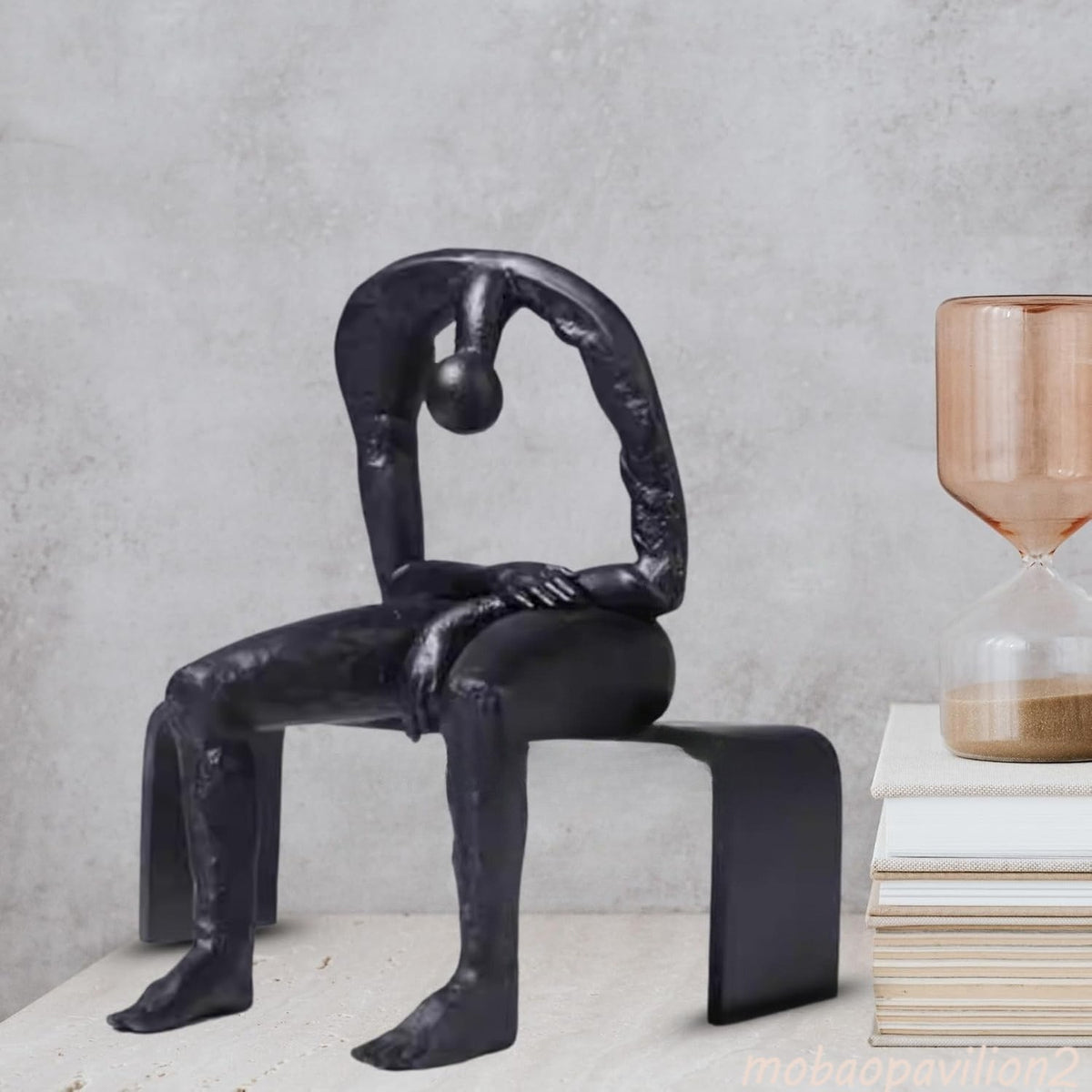 10.6'' Resin Abstract Sitting Man Sculpture Melancholy Home Office Decor Gift