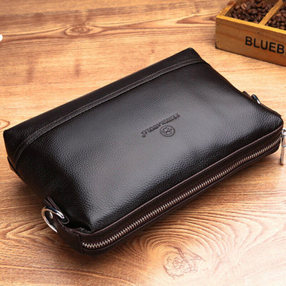 100% Genuine Leather Business Men's Clutch Wallet Shoulder Bags Large Capacity