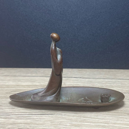 Enlightenment Zen Buddha Incense Holder Metal Cast Boat Stick Incense Tray