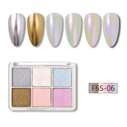 Nail Art Glitters 6 Colors Powder Metallic Laser Holographic Pigment Dust Polish