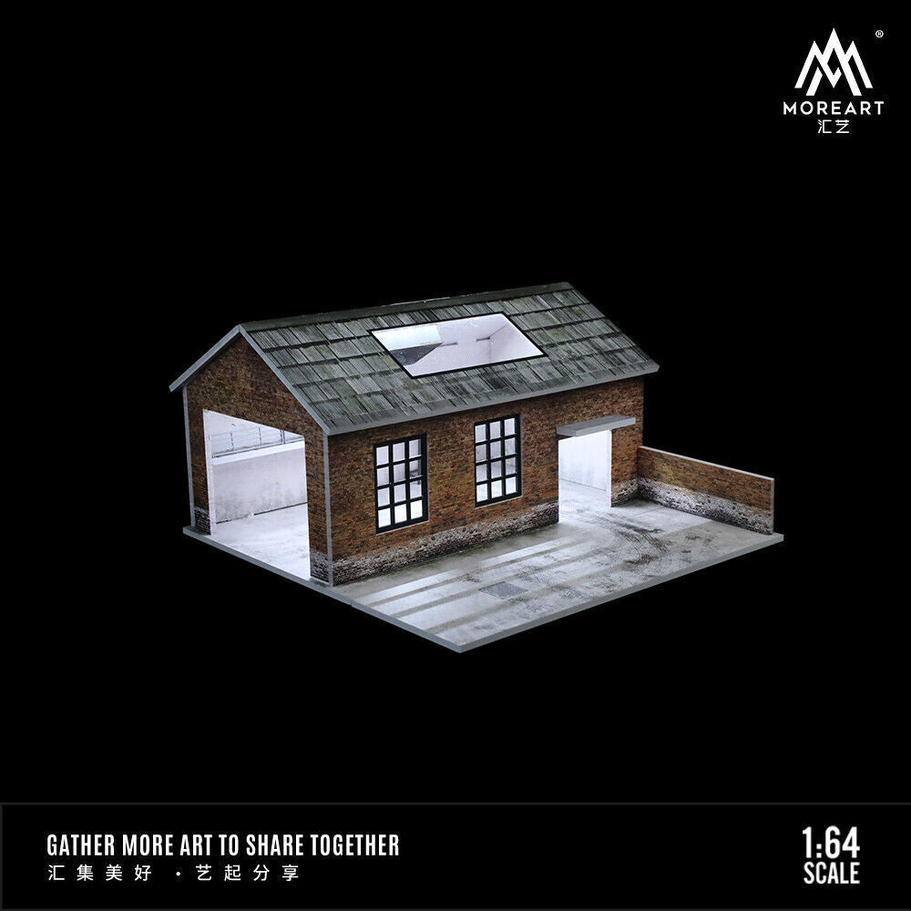 1/64 Factory Garage Model With Light Parking Lot Display Case Scene