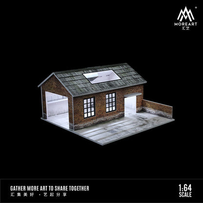 1/64 Factory Garage Model With Light Parking Lot Display Case Scene