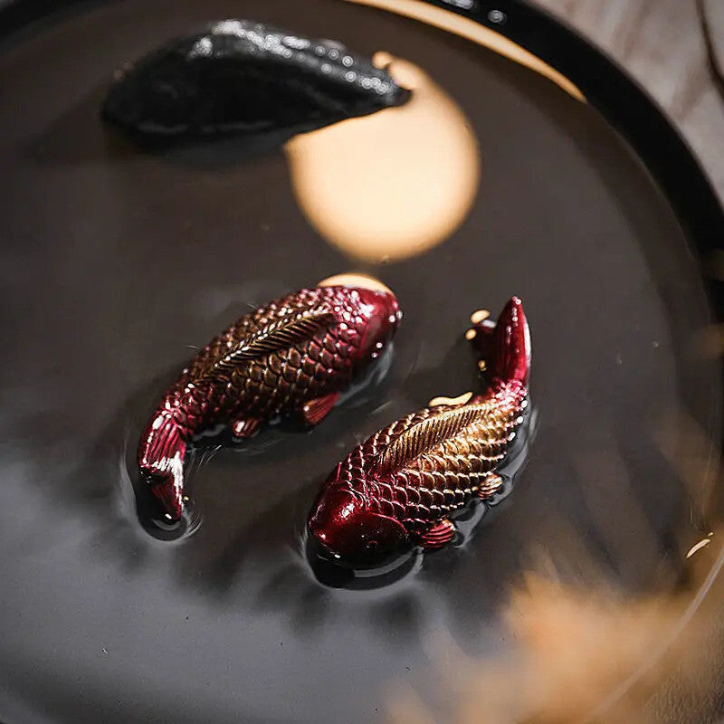 Colour Koi Carp Creative Tea Table Ornaments Two Fish Zen Teaware Accessories
