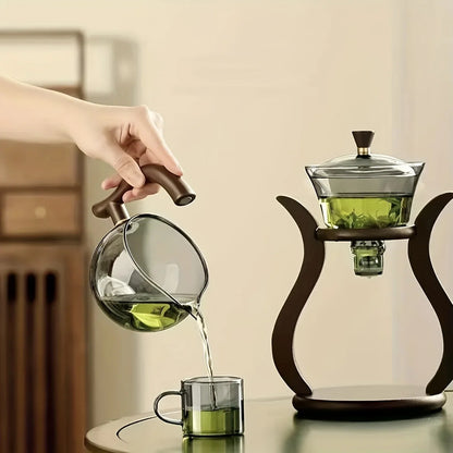New Kung Fu Tea Set Semi Automatic Glass Teapot Set Magnetic Switch Teacup Set