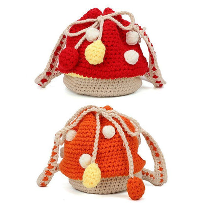 Women Shoulder Bag Knit Mushroom Style Crossbody Bags Casual Mini Purse 15*15*13