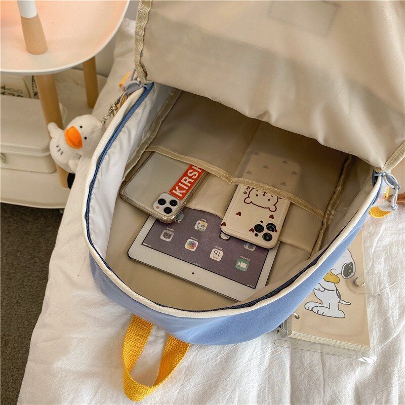 Waterproof Backpack Patchwork Style School Purse High Capacity Student Book Bags