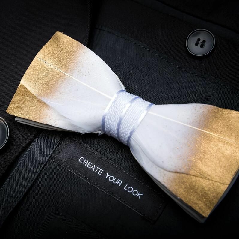 Men's Luxury Bowtie 12x5cm Peacock Feather Leather Bow Ties Fashion Party Formal