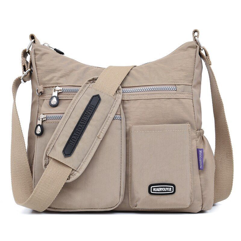 Fashionable Nylon Shoulder Bag Zipper Pocket Messenger Bag Waterproof Crossbody