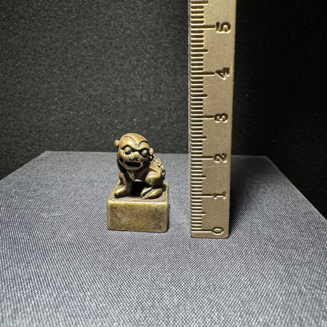 Brass Lion Seal Home Decor Sculpture Tea TableLiving Room Statue