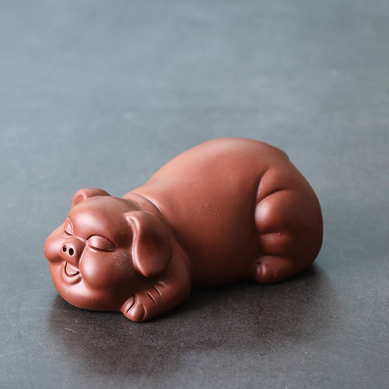 1PC Purple Clay Tea Pets Exquisite Small Luck Pigs Small Ornaments