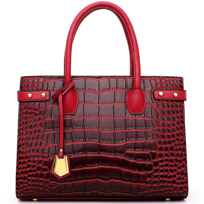 Women's PU Leather Crocodile HandbagS Sling Satchel Tote CrossBody Shoulder Bags