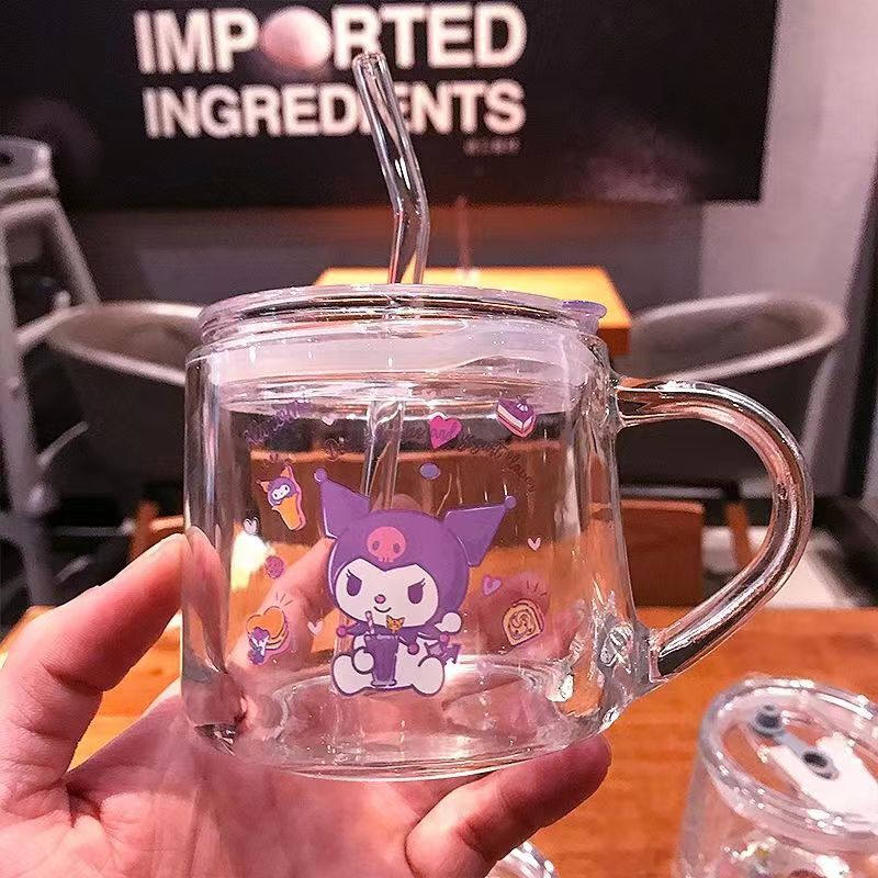 Kuromi Big Belly Straw Water Cup Milk Juice Drink Water Cup Cute Cartoon