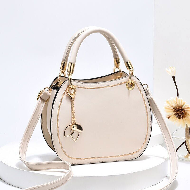 Leather Saddle Bag White Handbags Women Shoulder Messenger Bag Tote