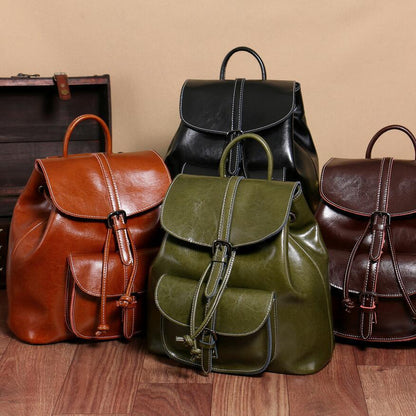 Anti-theft Genuine Leather Backpack Vintage Shoulder Bag Travelling School Purse