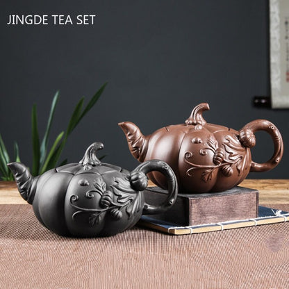 Yixing Purple Clay Teapot Large-capacity Pumpkin Pot Zhu Mud Handmade Filter Tea