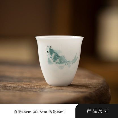 1pc Dehua Hand-painted Ice Tea Cup Kung Fu Tea Set Small Teacup White Porcelain