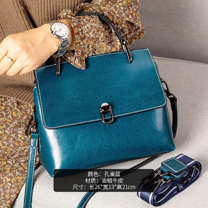 Cowhide Leather Bag One-shoulder Handbags Satchels Large Messenger 26*13*21 CM