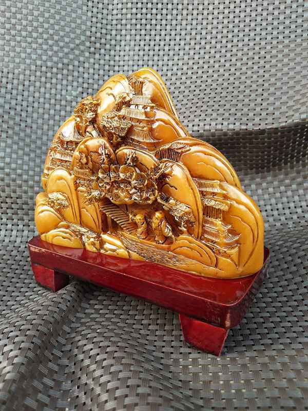 Natural Shoushan Stone Hand-carved Crafts Landscape Matsushita Old Man Statue