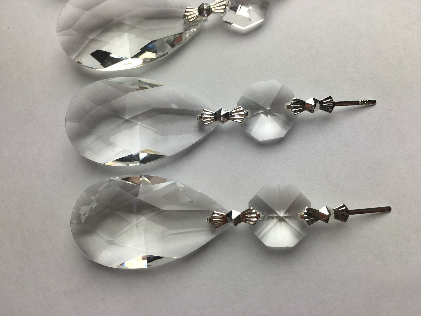 10Pcs Clear Crystal Teardrop Chandelier Prisms Pendant 38mm Lamp Lighting Part