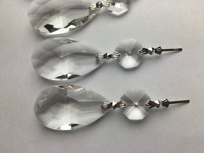 10Pcs Clear Crystal Teardrop Chandelier Prisms Pendant 38mm Lamp Lighting Part