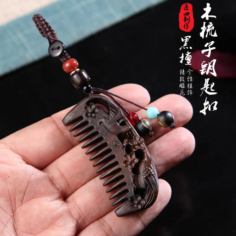 Creative Mini Ebony Mini Comb Pendant Convenient Sandalwood Small Comb Key Chain