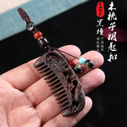 Creative Mini Ebony Mini Comb Pendant Convenient Sandalwood Small Comb Key Chain
