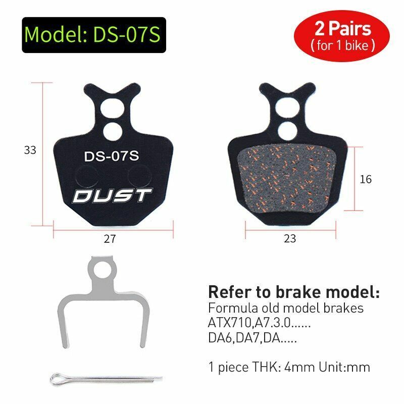 Bicycle Disc Brake Pad 2 pairs (4 pcs) Bike Hydraulic Semi-Metallic Cycling SRAM