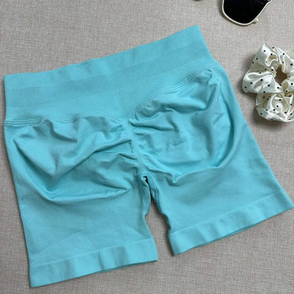 Seamless Ribbed Yoga Shorts Scrunch Lift