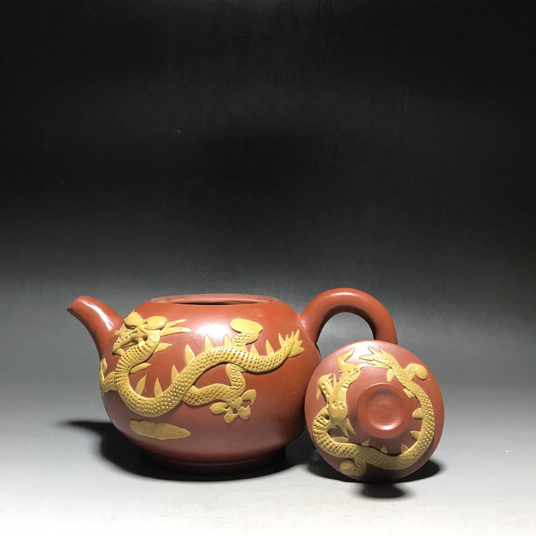 Chinese Yixing Zisha Clay Handmade Exquisite Teapot（双色堆龙 底款：顾景舟）