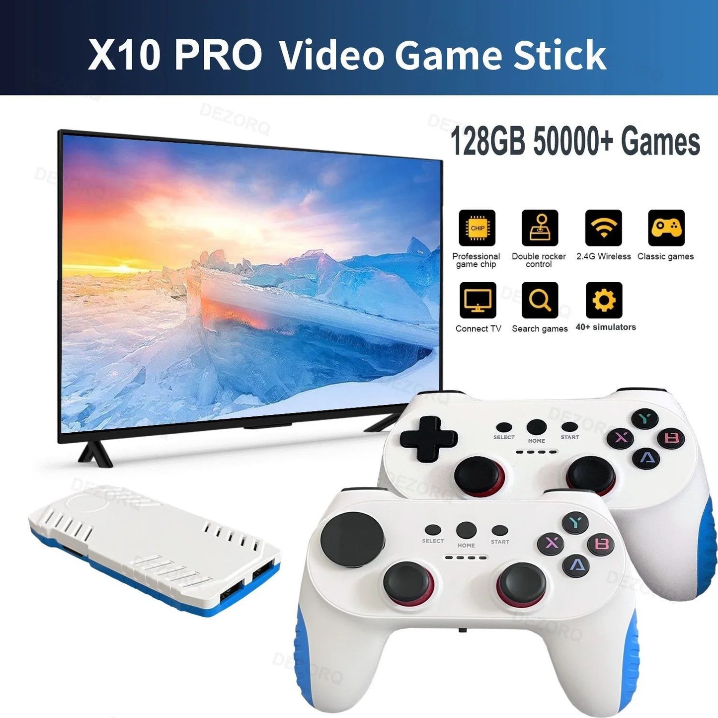 Retro X10 PRO 128GB Game Stick 4K HD TV Console 40+ Simulators Dual Controllers