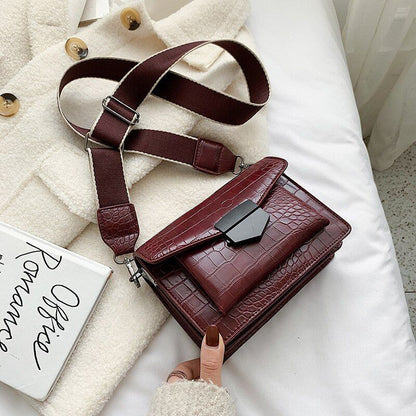 Handbag Fashion Simple Style Shoulder Bag Retro Wide Strap Messenger 20*14*8 CM