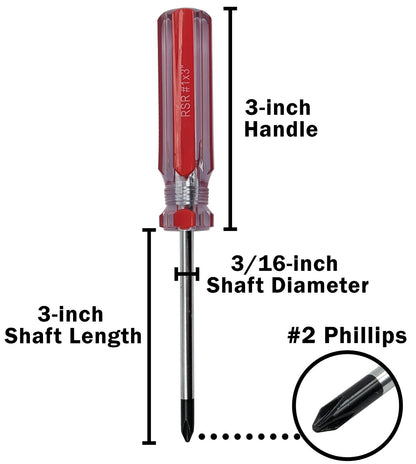 #1 Phillips Screwdriver with 3" Shaft, 6" Overall Length