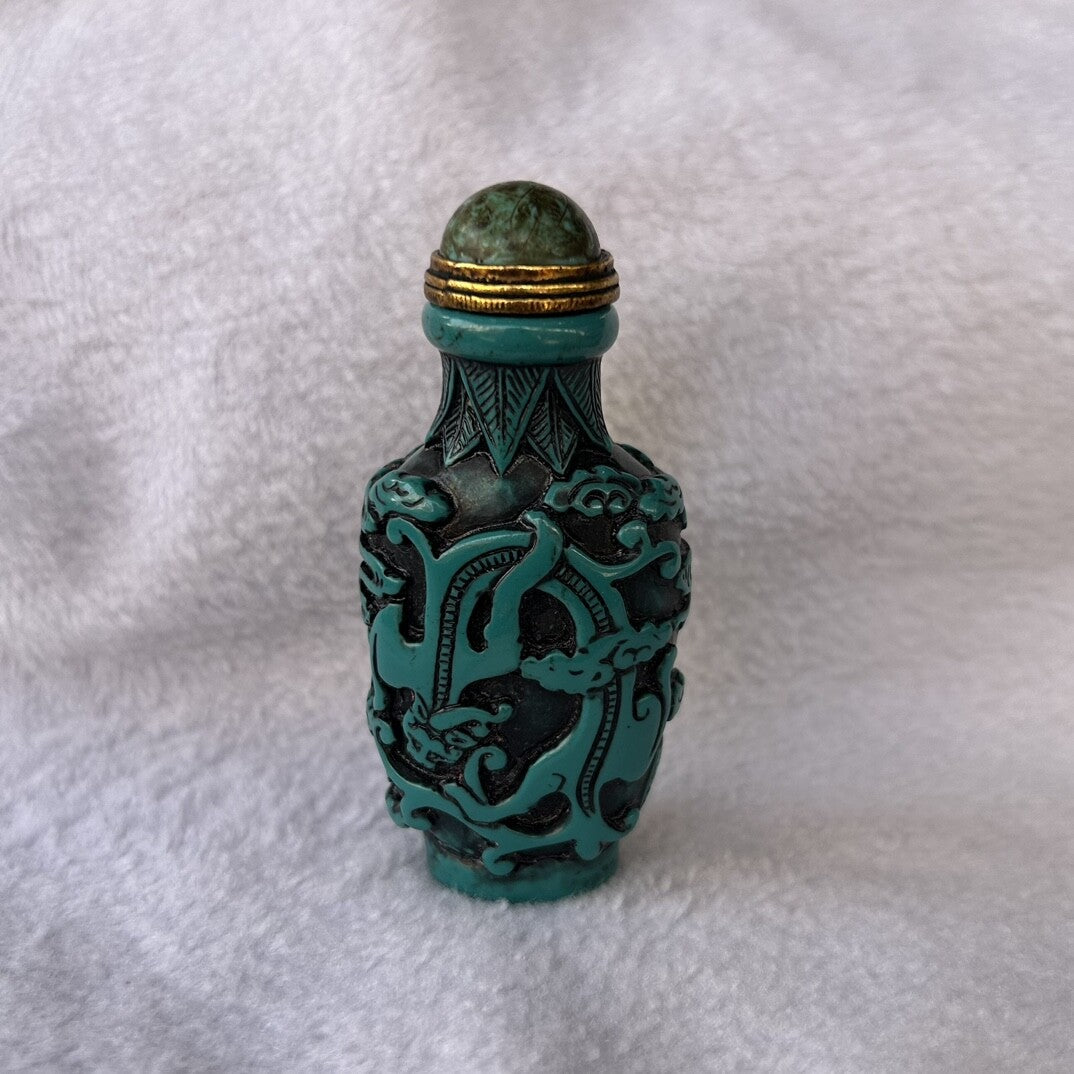 Collection of Chinese Antique Dragon Design Bottles Hand-carved