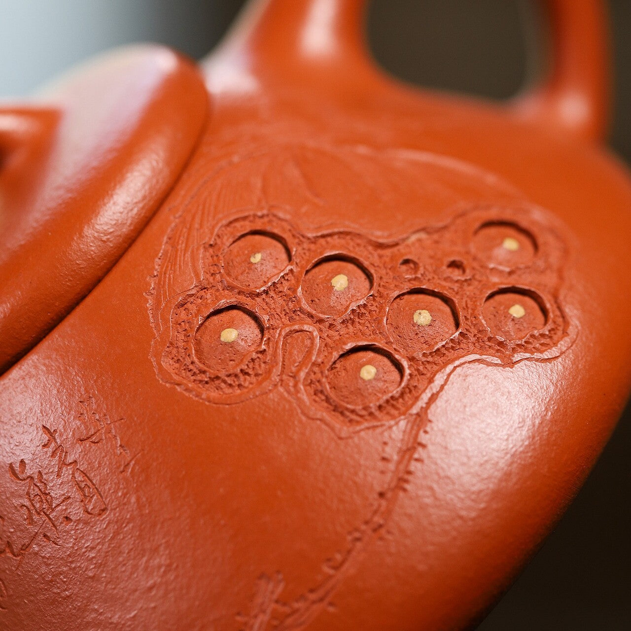 Traditional Full Handmade Tea Pot Lotus Root Carved Real Yixing Zisha Zhu Clay